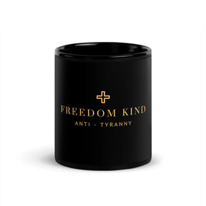 Black Glossy Mug with Golden Cross | Freedom Kind - Image #1