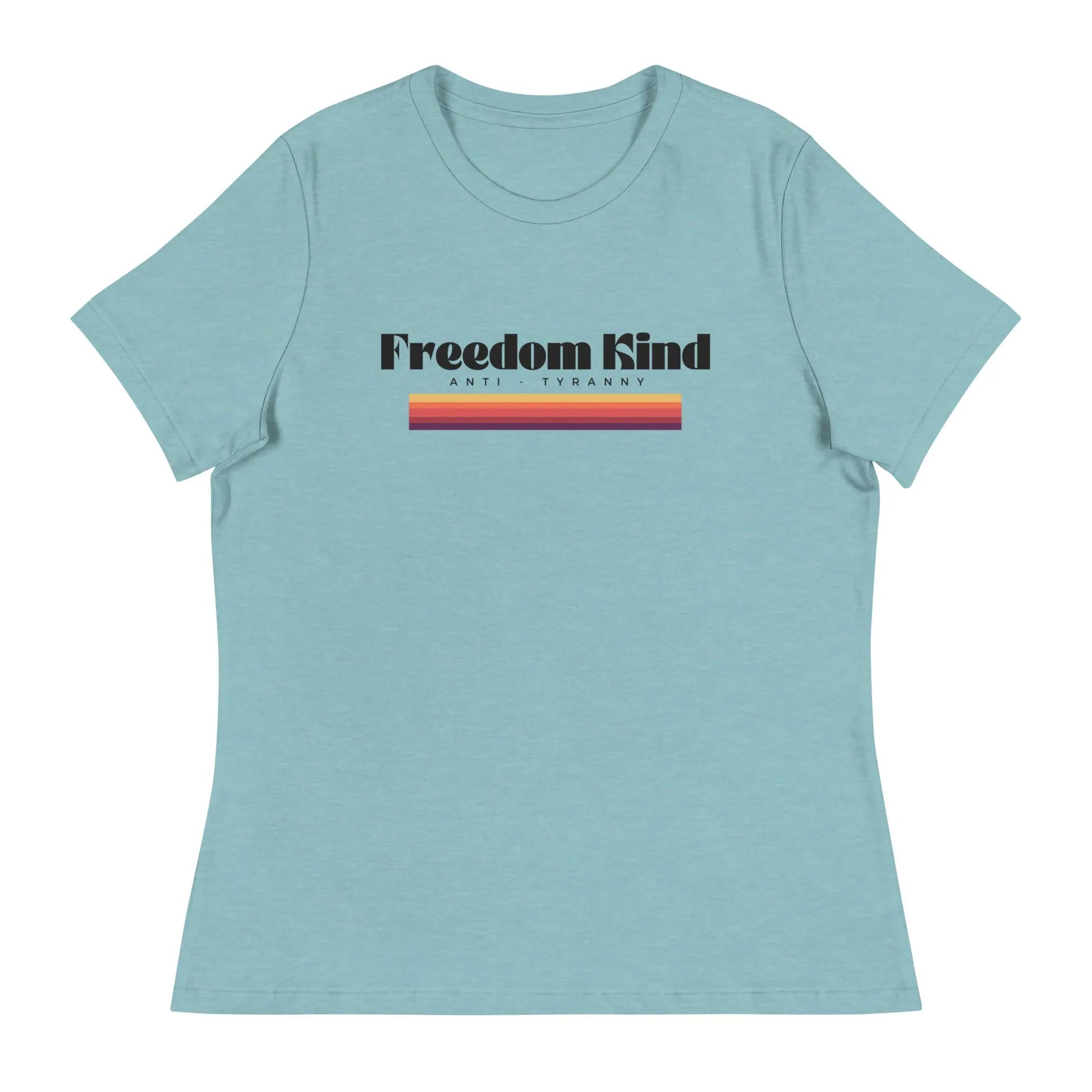 Freedom Kind Anti - Tyranny Sunset Banner Women's Relaxed T-Shirt - Image #18