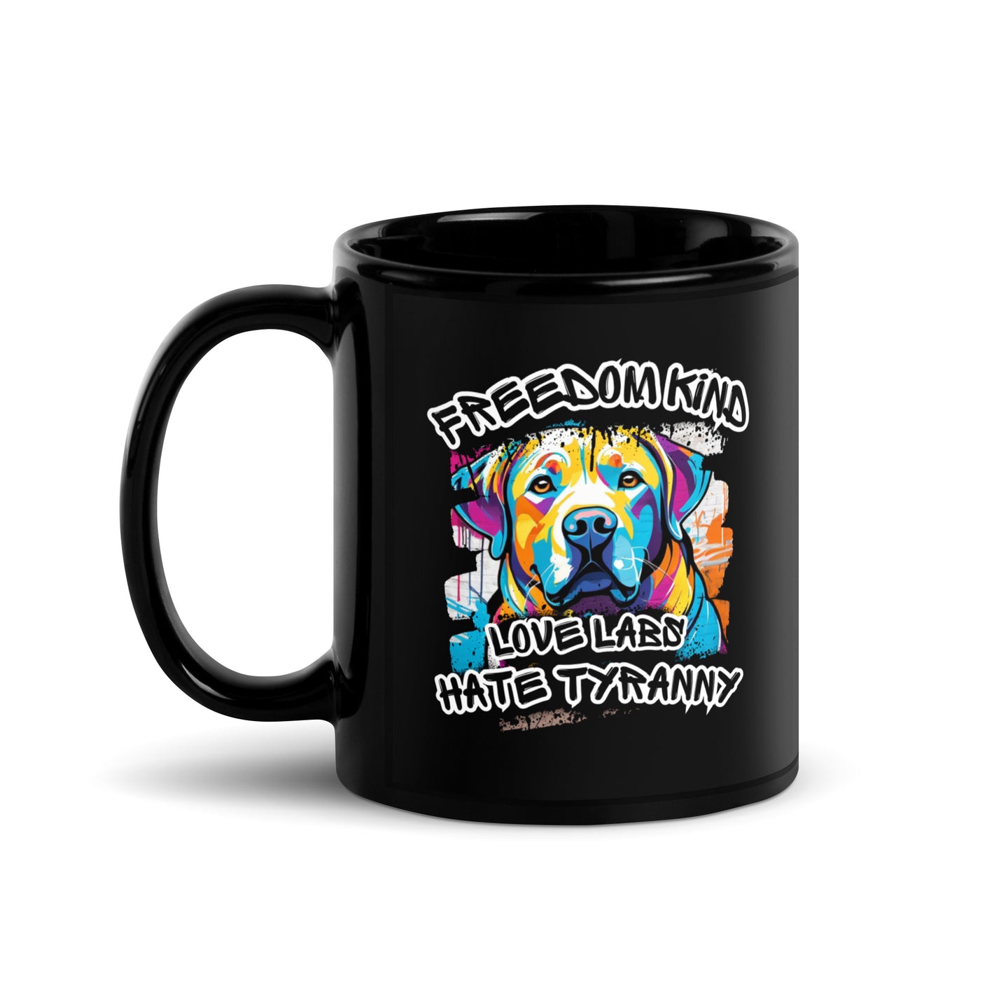 Love Labs Hate Tyranny | Black Glossy Mug