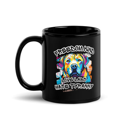 Love Labs Hate Tyranny | Black Glossy Mug
