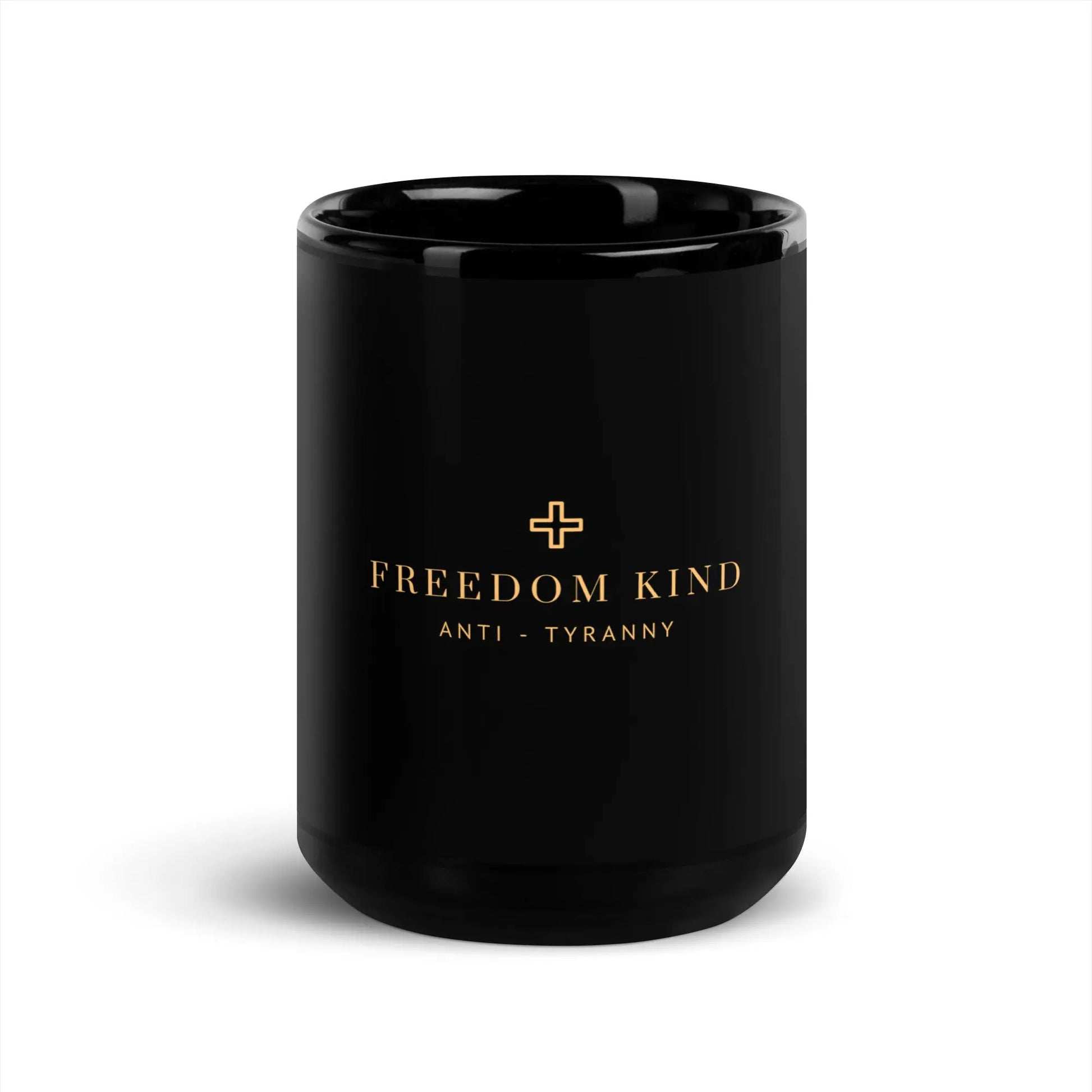 Black Glossy Mug with Golden Cross | Freedom Kind - Image #6
