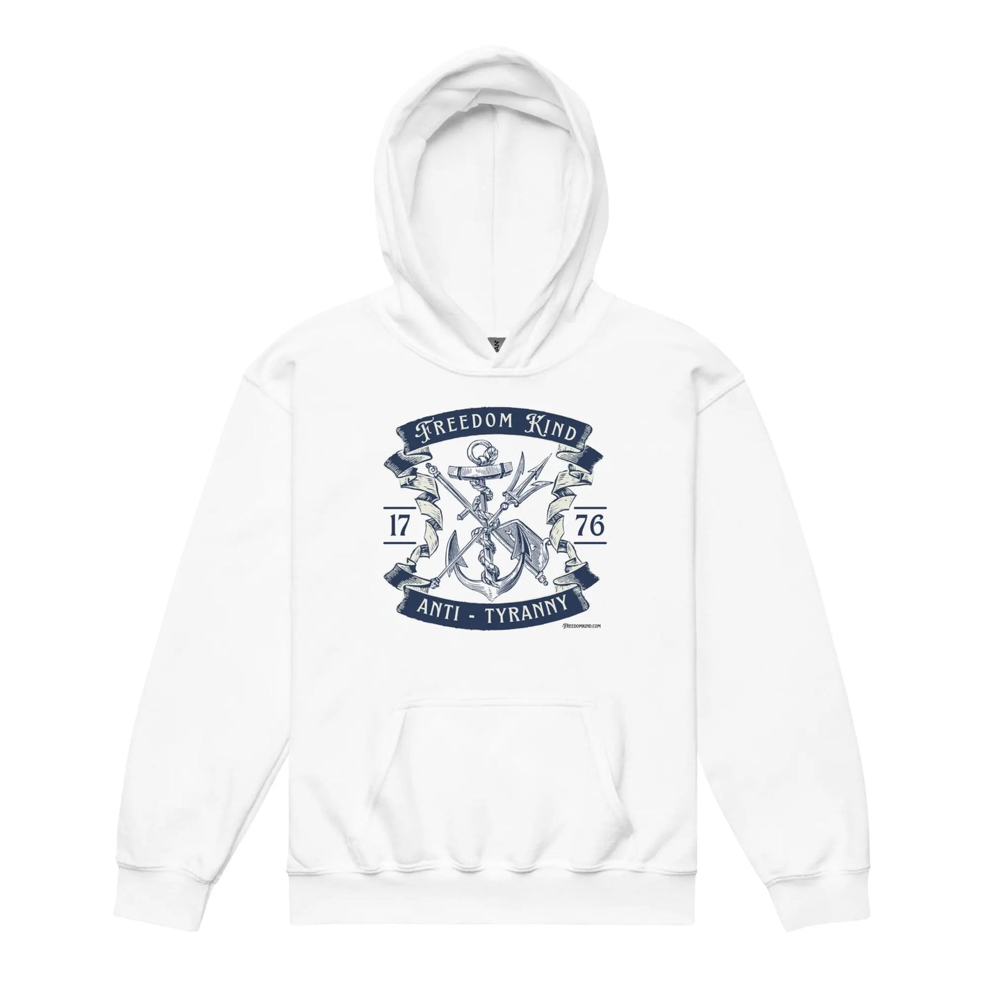 Youth Heavy Blend Hoodie: Anti-Tyranny Anchor Trident | Freedom Kind - Image #1