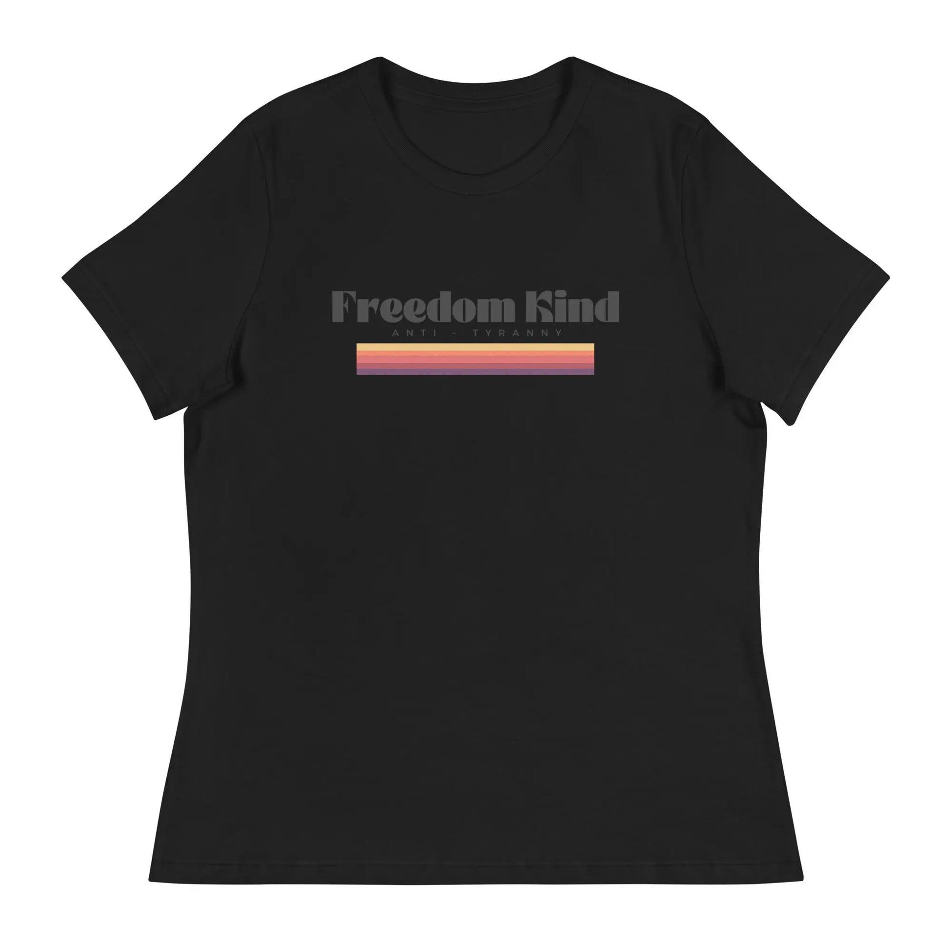 Freedom Kind Anti - Tyranny Sunset Banner Women's Relaxed T-Shirt - Image #4