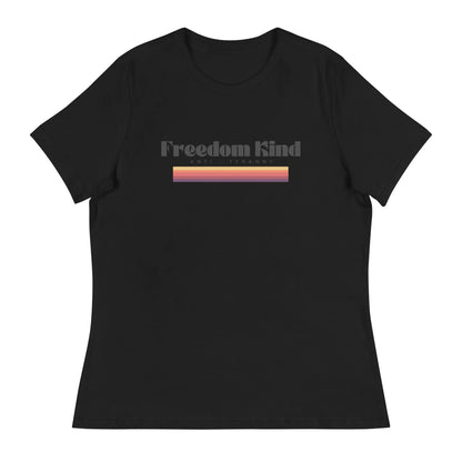 Freedom Kind Anti - Tyranny Sunset Banner Women's Relaxed T-Shirt - Image #4