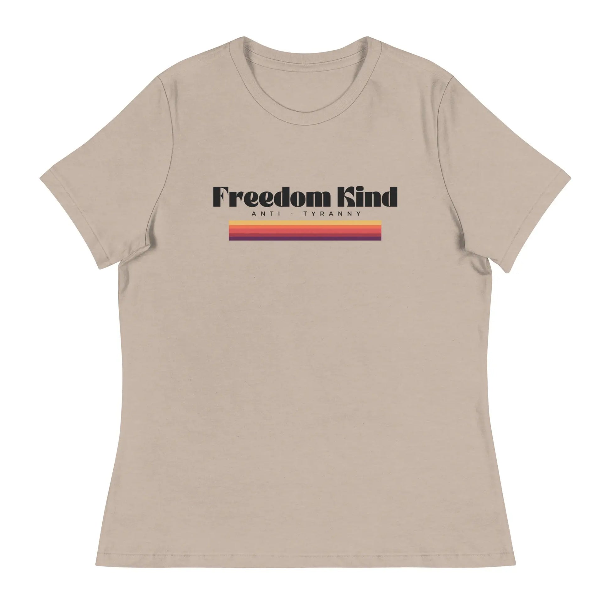 Freedom Kind Anti - Tyranny Sunset Banner Women's Relaxed T-Shirt - Image #22