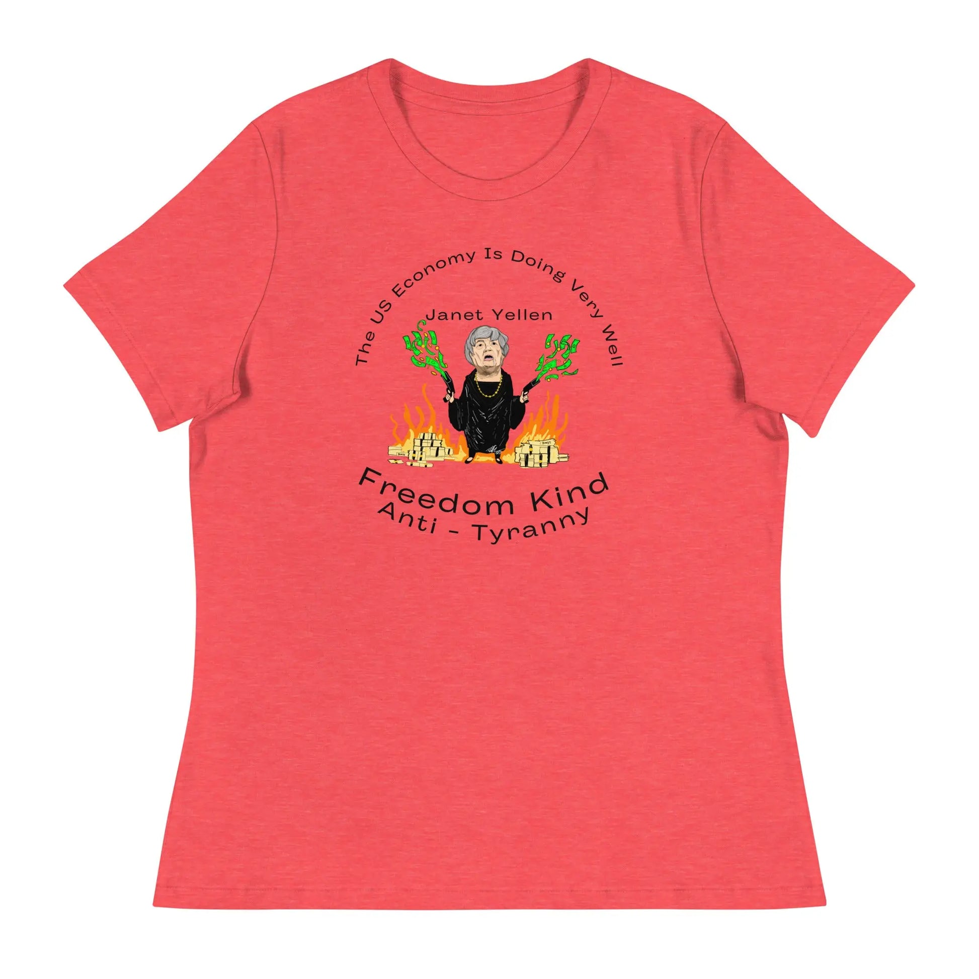 The US Economy Is Doing Very Well." - Janet Yellen | Women's Relaxed T-Shirt - Image #3