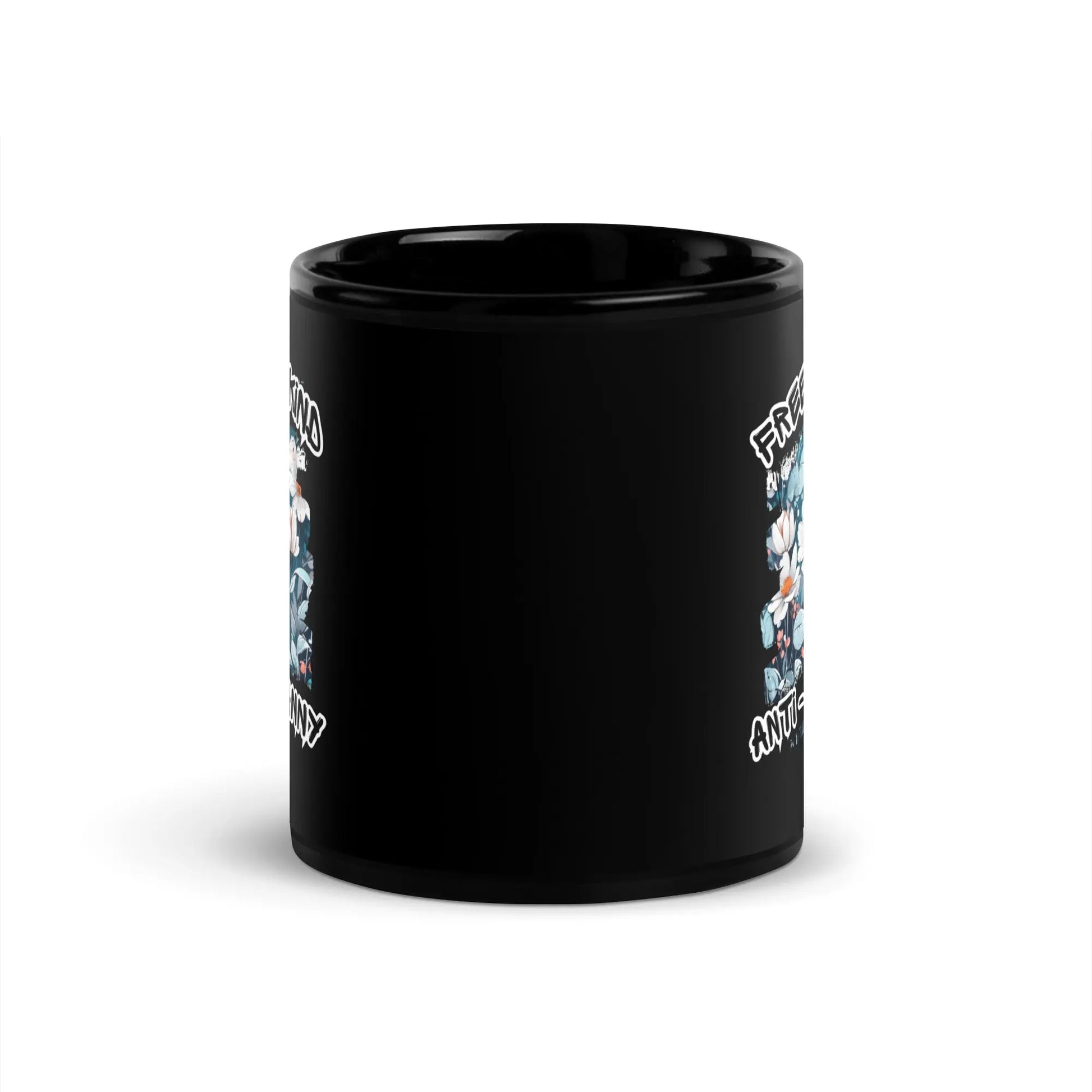 Whiter Flower | Freedom Kind Black Glossy Mug - Image #3