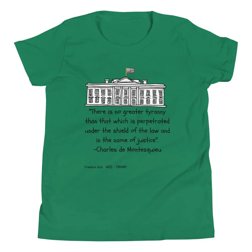 Youth Short Sleeve T-Shirt with Charles de Montesquieu Quote | Freedom Kind Apparel - Image #6