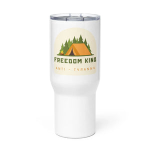 Anti-Tyranny Camping Travel Mug with Handle | Freedom Kind - Image #1