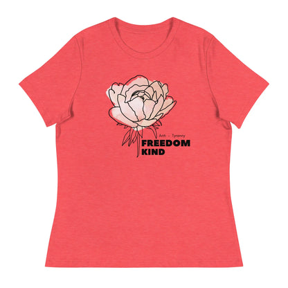 Freedom Kind Anti - Tyranny Peonies Women's Relaxed T-Shirt - Image #4