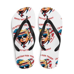 I'm Voting For Trump Sorry Not Sorry Mens Back 02 | Freedom Kind Flip-Flops