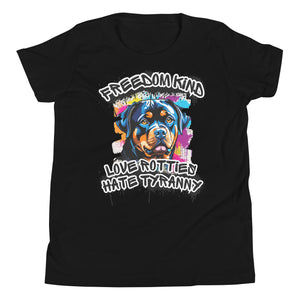 Love Rotties Hate Tyranny | Freedom Kind Youth Short Sleeve T-Shirt