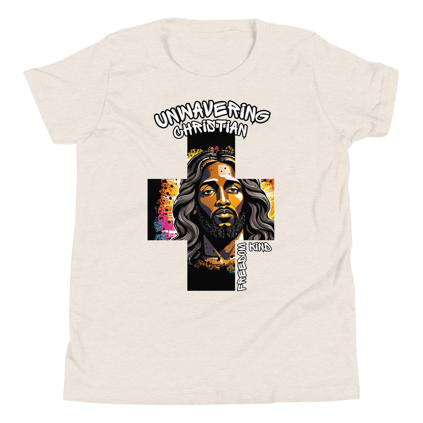 Unwavering Christian Jesus Cross 01 | Freedom Kind Youth Short Sleeve T-Shirt